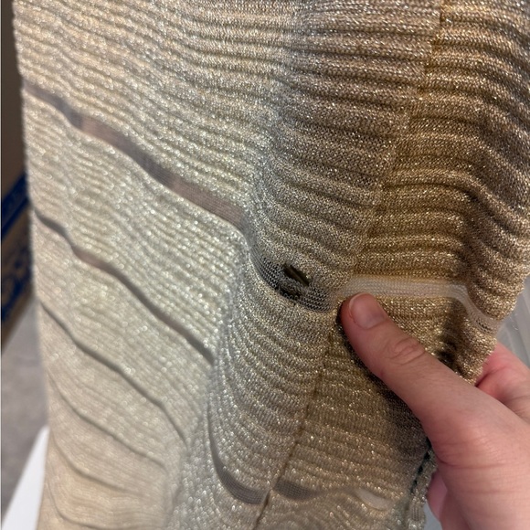 Herve Leger Bandage Metallic Striped Trumpet Gown Gold - Picture 11 of 12